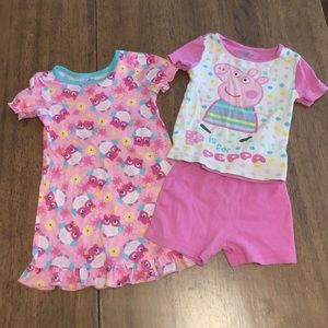 Toddler girl Peppa pig & Owl pajamas size 2T